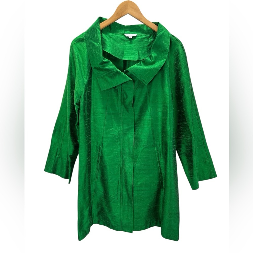 New Orleans‎ Wovens Silk Emerald Green Jewel Tone Longline Jacket Holiday M